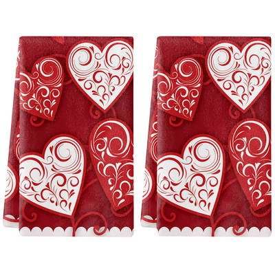 Amazon hot new kitchen cleaning dish towel Valentine's Day absorbent towel love printing kitchen towel