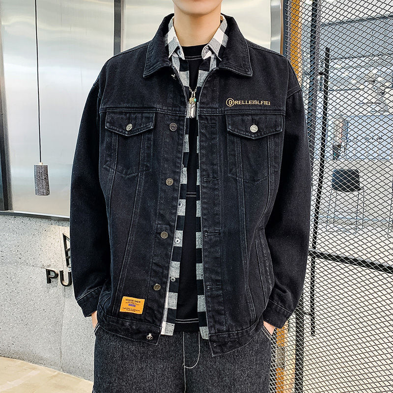 Spring and autumn all-matching Denim coat men's ins fashion brand loose plus size workwear jacket denim fashion factory wholesale