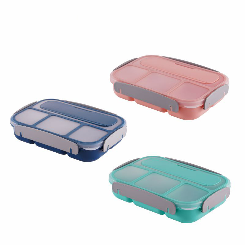 Amazon 4-compartment lunch box student lunch box office worker portable lunch box with tableware microwave heating