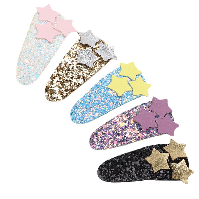 Cross-border glitter five-pointed star BB clip 70663 children's worship clip hairpin girl sequins Gretel drop clip