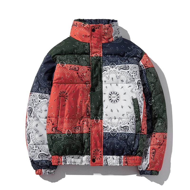 Foreign Trade Cashew Flower Cotton-padded Jacket Men's Fashionable Autumn and Winter Cotton-padded Coat Thickened Warm Cotton-padded Jacket Loose Collar Jacket for Couple