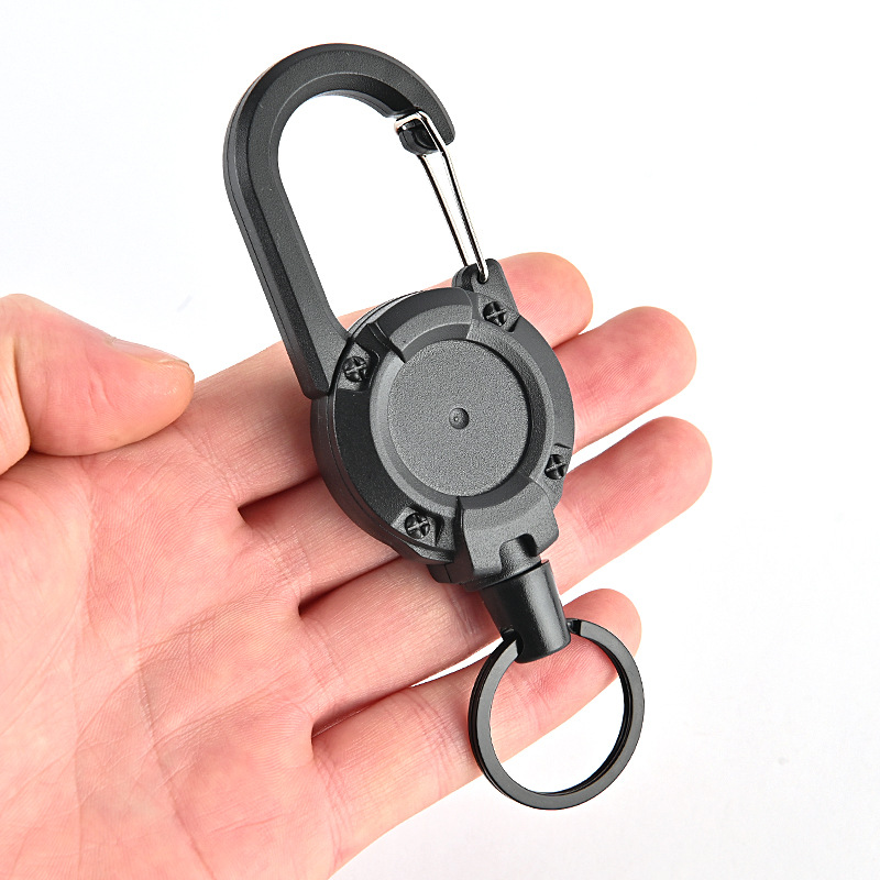 Thick wire rope 1MM retractable keychain easy pull-up buckle anti-loss high rebound easy pull-up key chain keychain