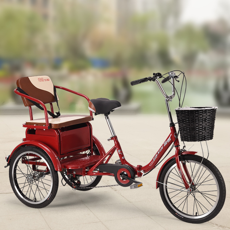 Elderly Human Tricycle Can Take People Folding Household Adult Pedal Bicycle Leisure Dual-purpose Tricycle