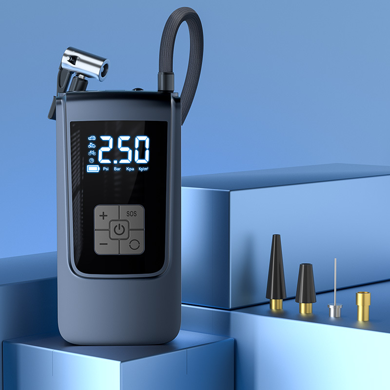 New portable car air pump intelligent digital display air pump bicycle tire basketball electric air pump barrel