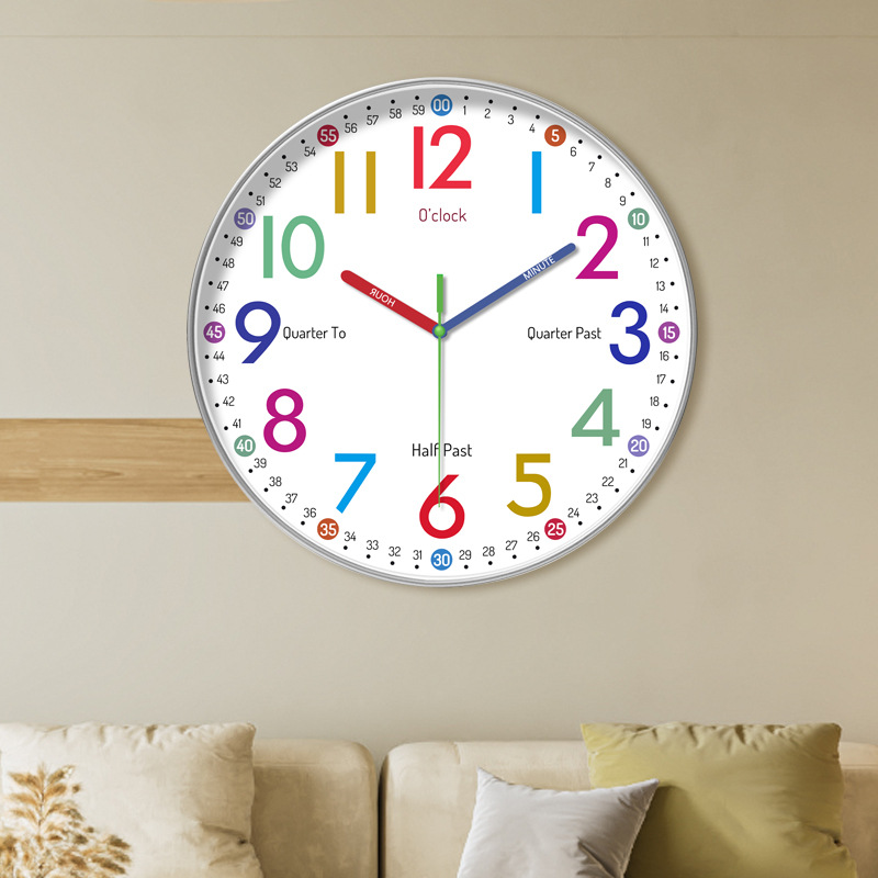 [10 inches 25cm] cross-border fun early teaching number mute wall clock home living room children's room decorative clock