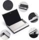 PU leather advertising lettering business card case business exhibition gift stainless steel logo metal business card holder