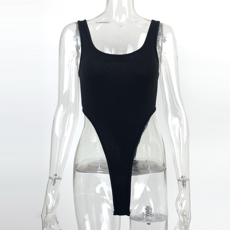 Europe and the United States cross-border 2023 summer new women's sexy slim cotton pit U-neck vest high split jumpsuit