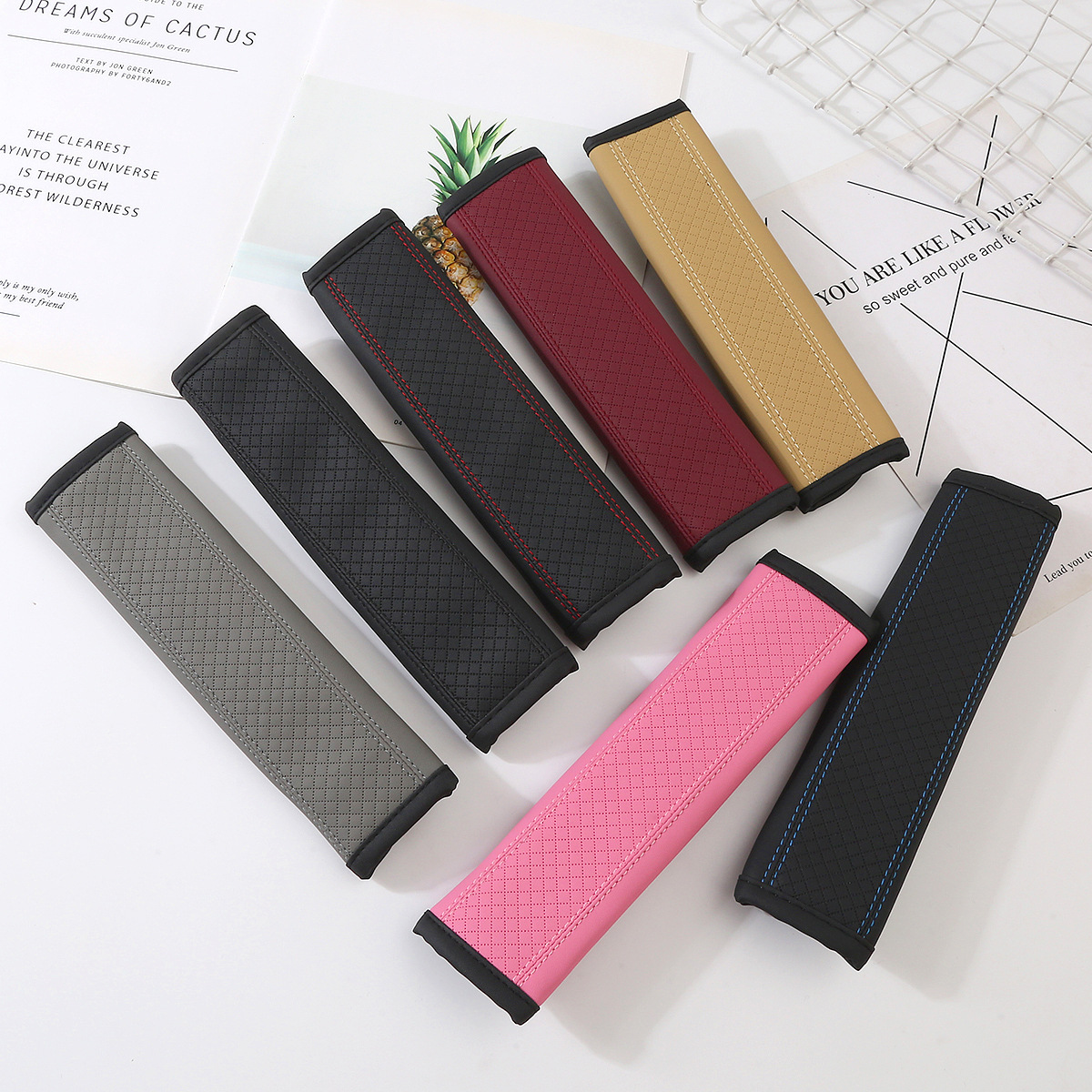 Hot Selling soft and comfortable leather embossed sports car seat belt shoulder protective cover seat belt protective cover