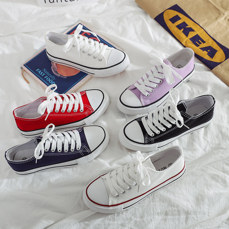 ins Fashionable Korean Style Low-cut Canvas Shoes Women's Classic Evergreen Students Rubber Shoes Sneakers Vintage Harajuku Lovers Shoes