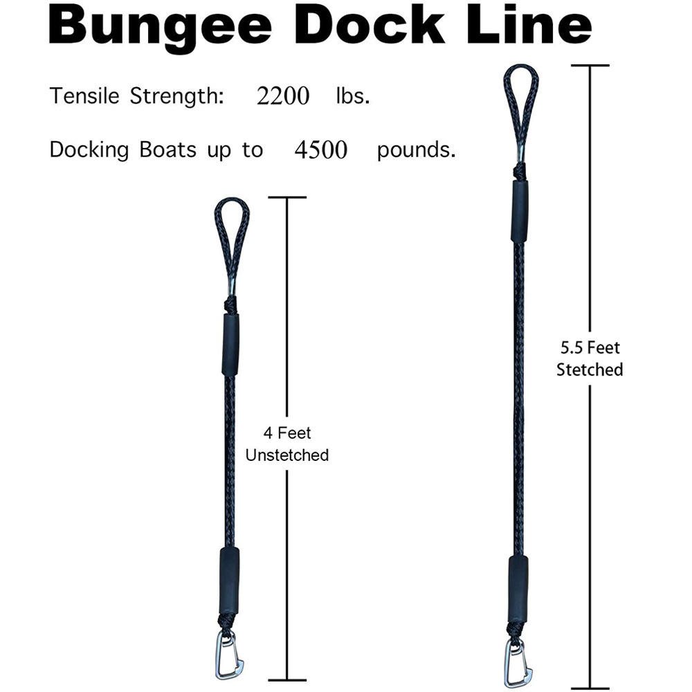 Dock rope boat rope stainless steel clip accessories boat PWC built-in buffer kayak mooring cable polyethylene rope