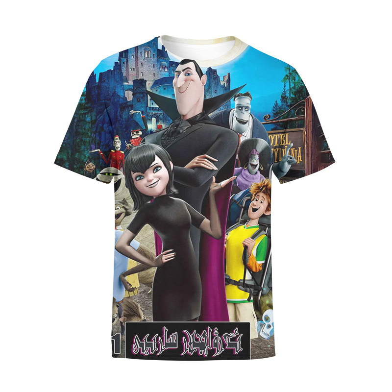 2022 new men's clothing new elf hotel cartoon series 3D digital printing casual loose T-shirt