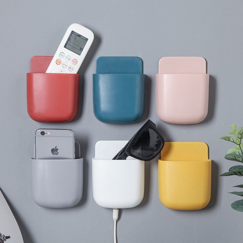 Air Conditioning TV Remote Control Storage Box Wall Rack Items Storage Rack Hole-Free Internet Celebrant Bedside Mobile Phone