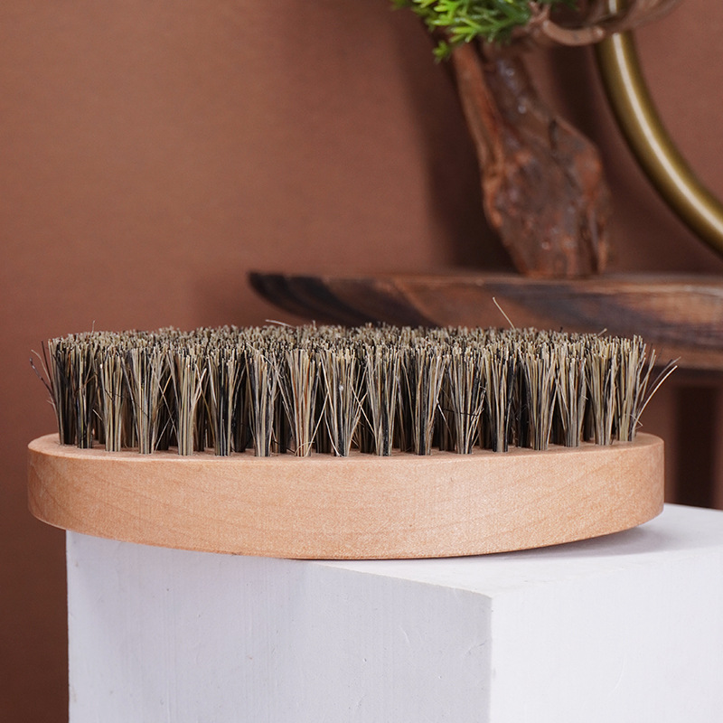 Factory direct supply men's oil head shape beard brush bristle Lotus wood soft brush beard combing cleaning brush