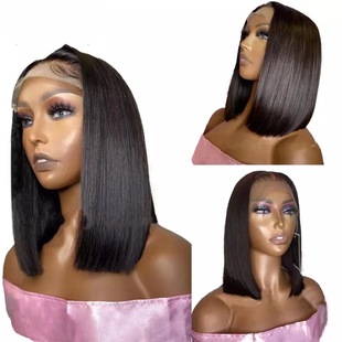 Front lace wig women's short hair bobo head African New lace short hair inner buckle straight hair clavicle hair in stock