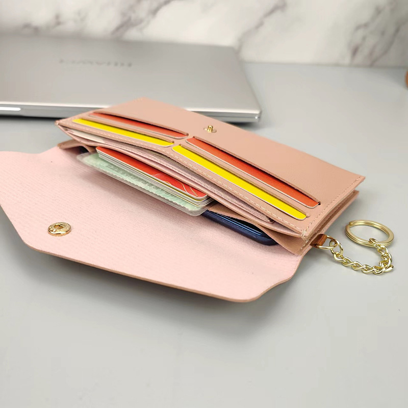 New Portable Women's Long Wallet Women's Hand Wallet Multi-Card Snaps Fashion Mobile Phone Bag Solid Color All-Match_voghion.com