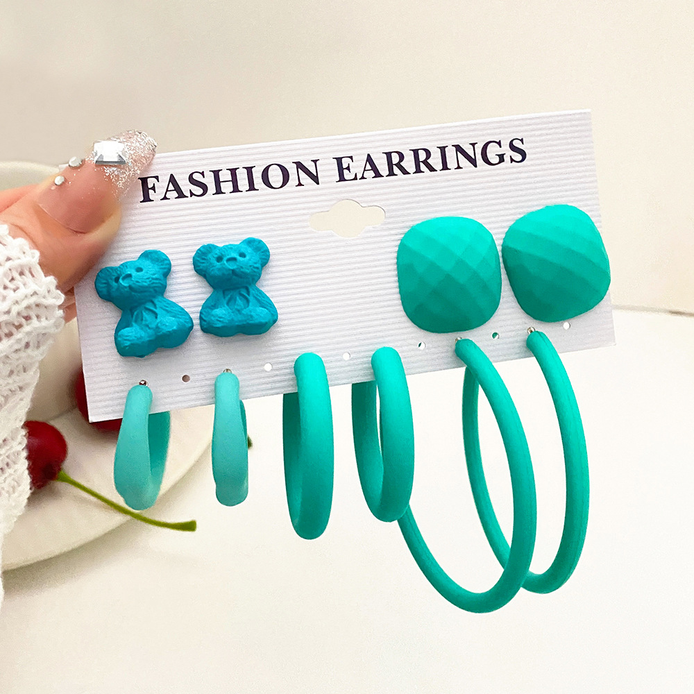 Mu Shang 1417 Valentine's Day Limited Oversized Love Earrings Set Lolita Wind Contrast Color Exaggerated Resin Jewelry