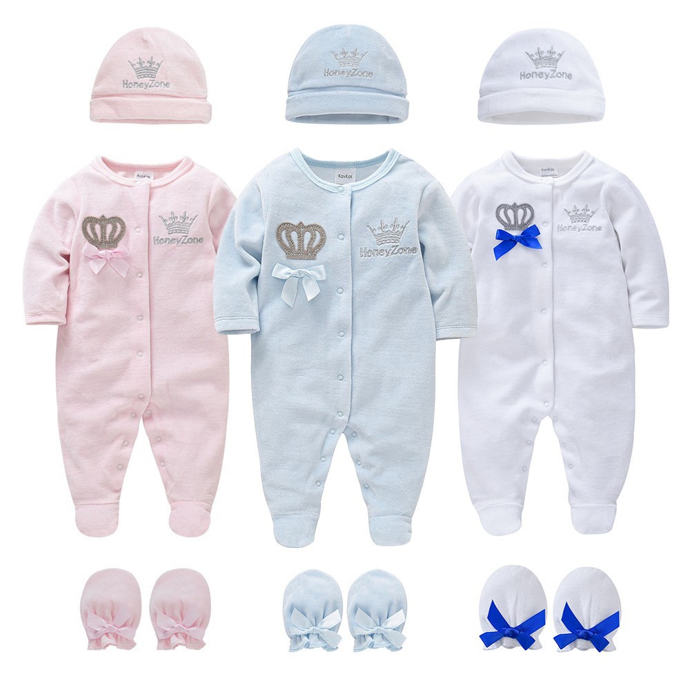 亞馬遜新生兒衣服3件套春秋新品男童長袖套裝0-1歲嬰童連體衣跨境
