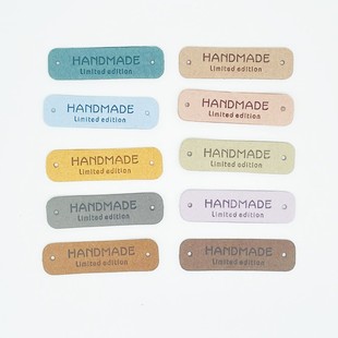 Spot color label handmade letters two holes embossed suede leather label hat handmade bag children's clothing