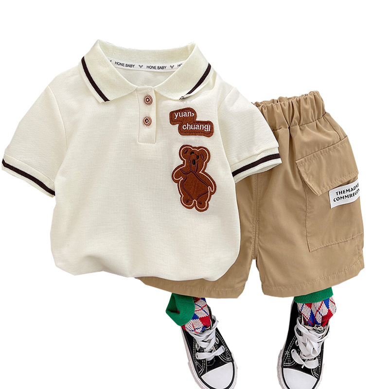 New Cartoon Children's Pure Short-sleeved suit Cotton Girls' Summer Baby Clothes Pants Korean Style Children's Wear Two-piece Set