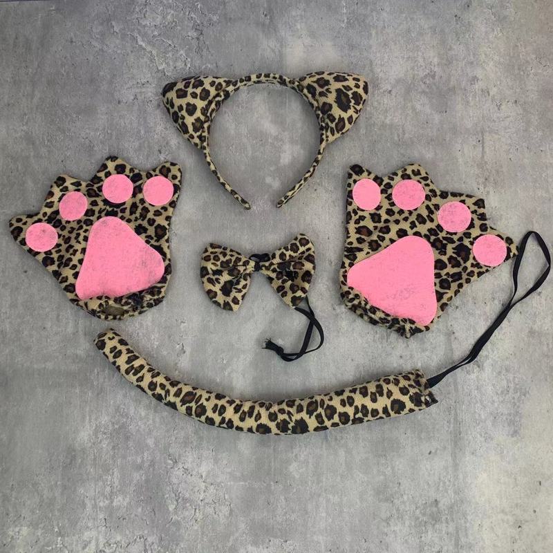 ヒョウ柄耳ヘッドバンドかわいい猫耳ハロウィーンコスプレ衣装アクセサリー大人パーティー装飾用品|undefined