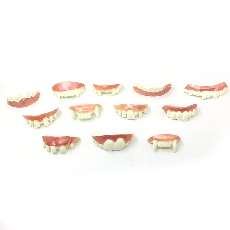 Halloween 12 false teeth cosplay masquerade trick ghost festival buck teeth soft glue teeth trick props