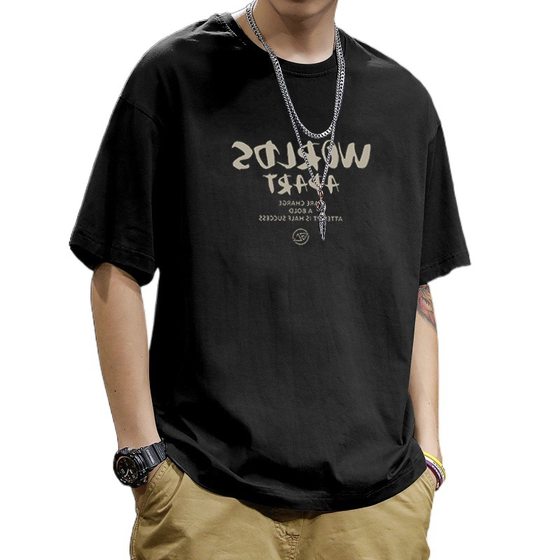 Pure Cotton Heavy Summer Men's American Heavy Short-sleeved T-shirt Men's Half-sleeved All-match Pure Cotton Top Trendy Brand Ins Vintage