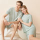 Cool Couple Pajamas Women's Round Neck Short-sleeved Pajama Pants Set Summer Shorts Men's Thin Seamless Ice Silk Home Clothes