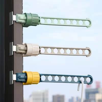 Window Frame Drying Rack Buckle-type Porous Window Balcony Clothes Drying Artifact Portable Clothes Rack Adjustable Clothes Rack Outside the Window