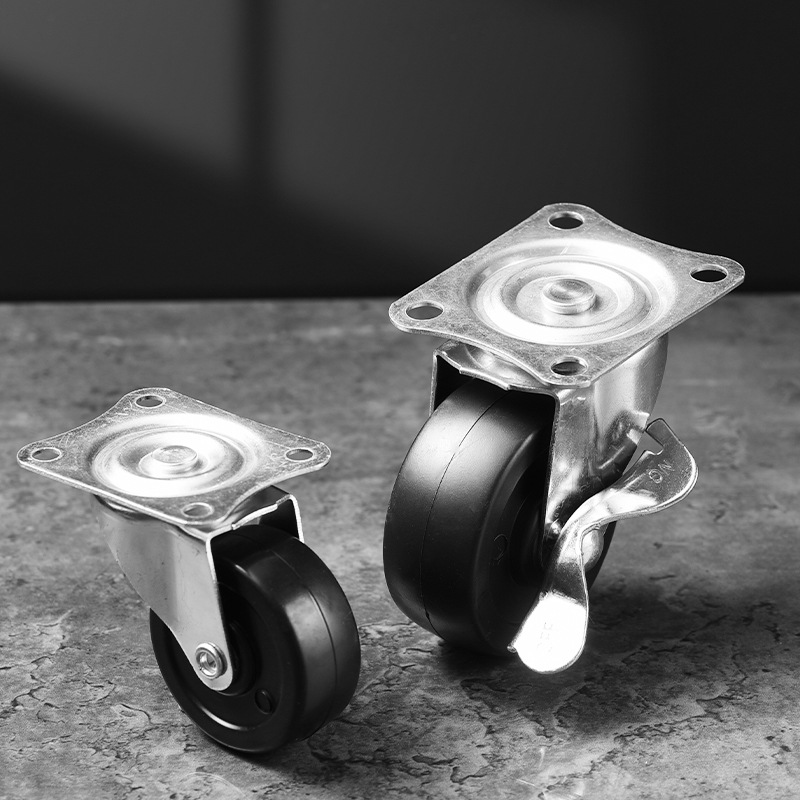 Silent rubber caster roller thickened universal wheel with brake wheel directional wheel cart caster wheel wholesale