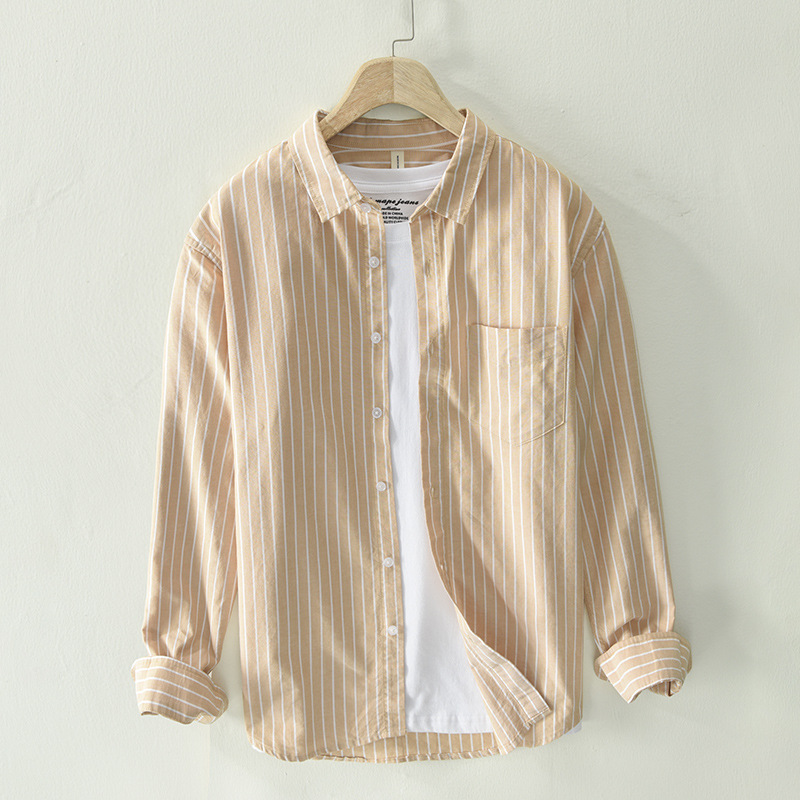 Spring and summer new men's casual simple striped long sleeve cotton shirt a generation of 8803