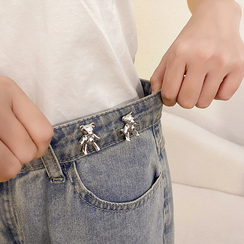 Bear jeans button waist-tight artifact waist big change small fixed pin women's pants waist elastic adjustable button