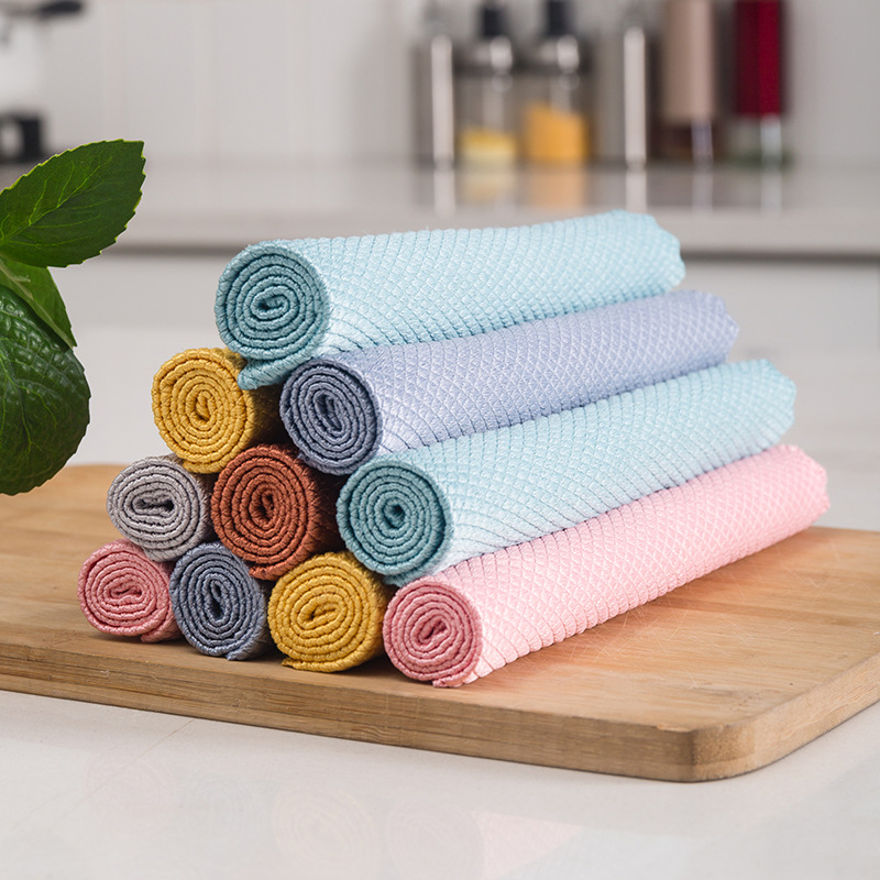 Wipe Glass Cleaning Cloth Fish Scale Cleaning Cloth No Traceless No Water Stain Water Absorption Not Easy to Rub Kitchen Wipe Table Mirror Towel