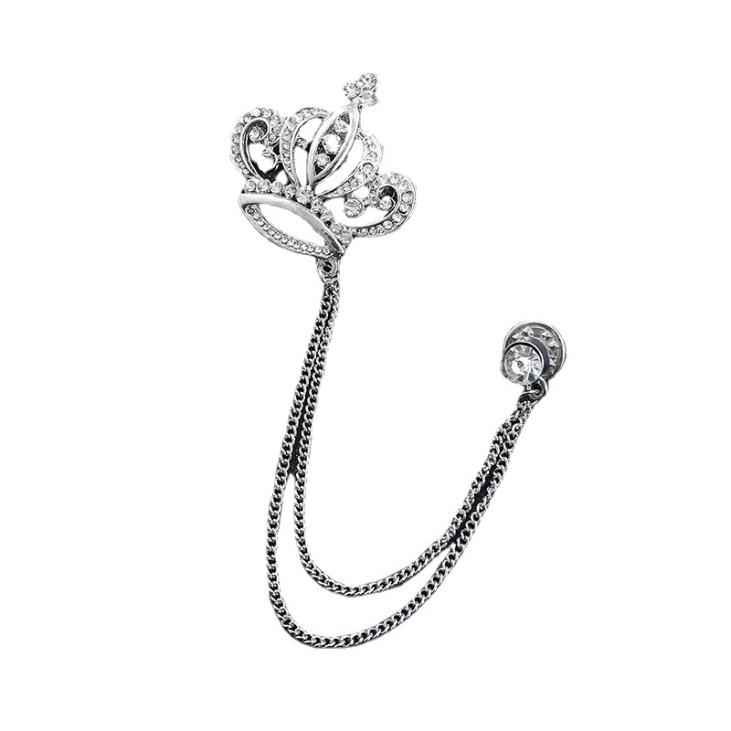 Crown men's suit silver accessories wings scepter lion eagle bow tie accessories chain gold brooch