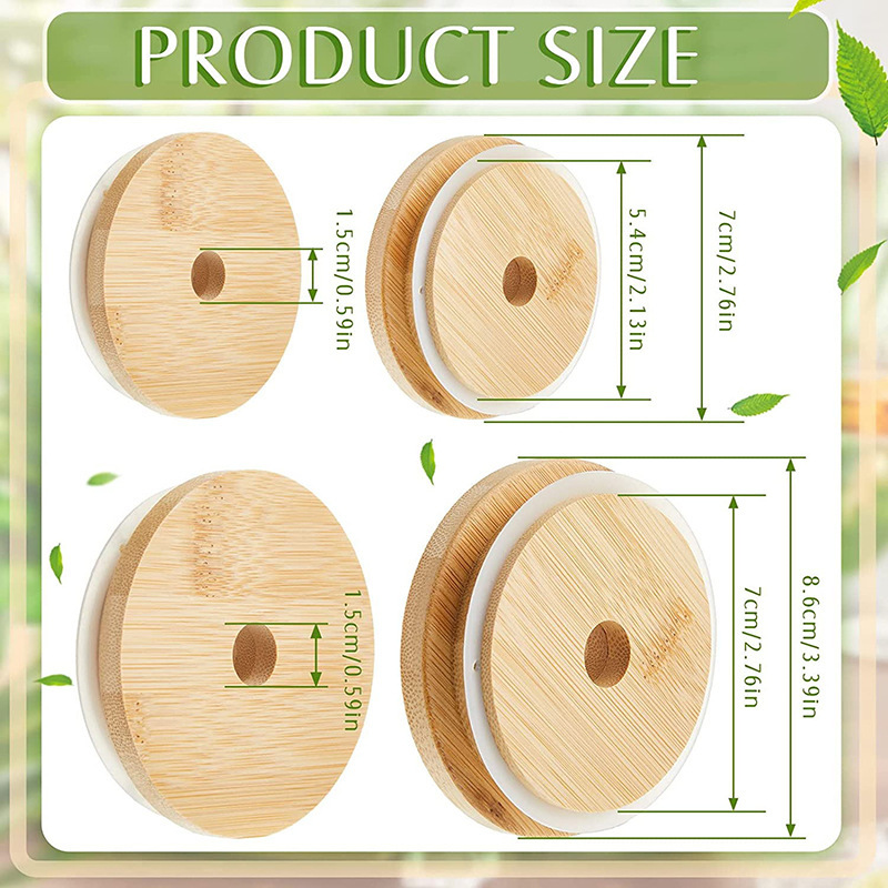 Amazon Mason Bamboo Lid with Holes 70mm Mason Jar Lid 86mm Bamboo Lid Straw Cup Lid