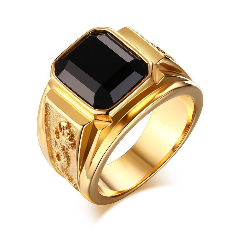 Weiya cross-border wish best selling jewelry retro black zircon ring men's gold ring factory direct sales