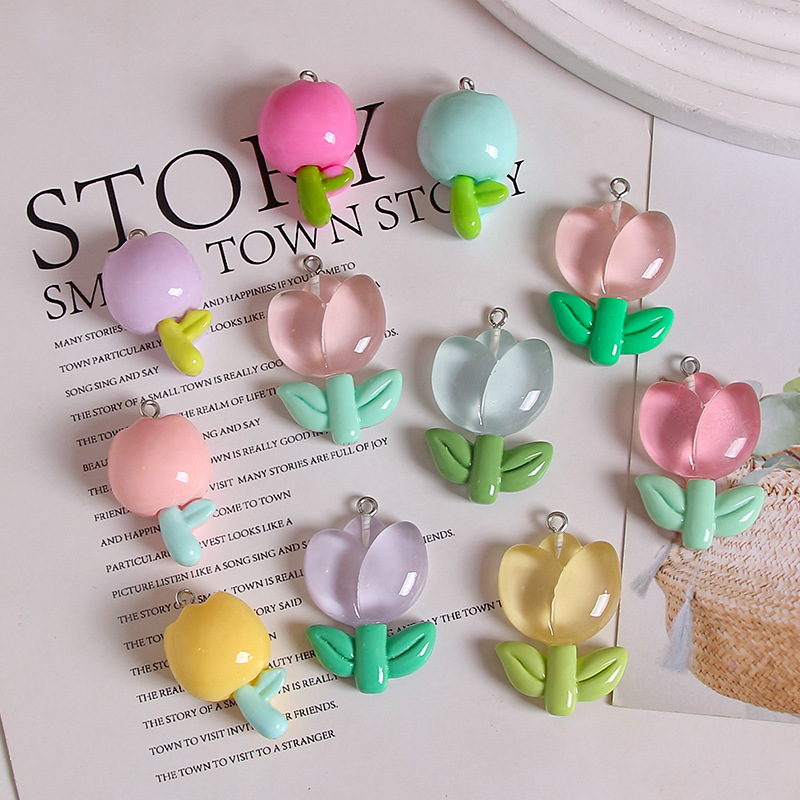Resin Tulip Handmade Material DIY Jewelry Accessories Hanging Ornaments Sunflower Flower Keychain Pendant Small Pendant
