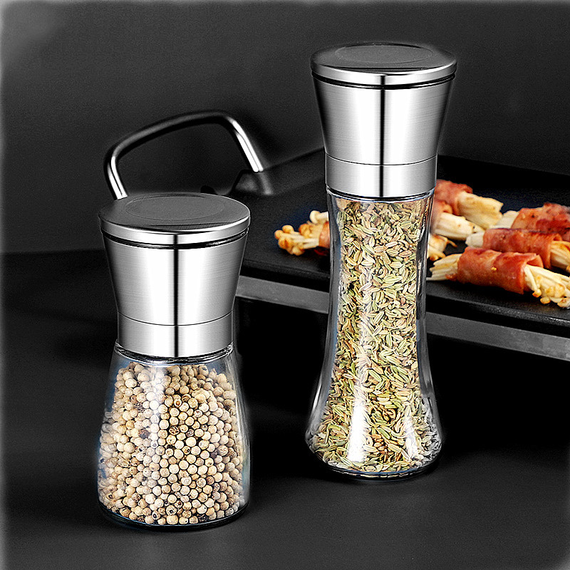 304 Stainless Steel Black Pepper Powder Grinder Household Manual Black Sesame Grinding Bottle Fresh Grinding Pepper Cumin Sea Salt