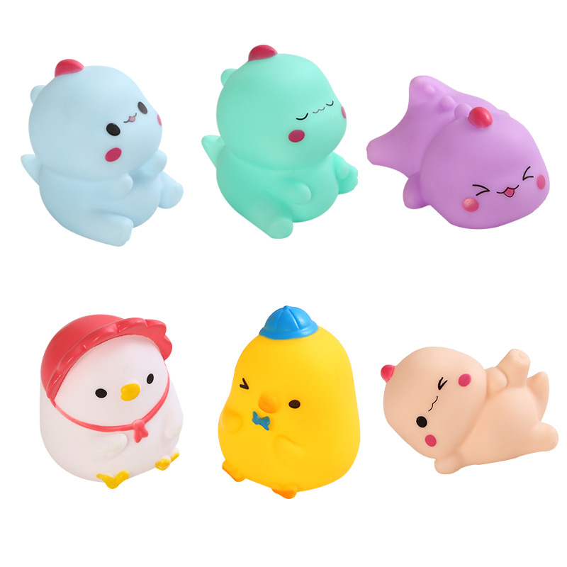 Vinyl Mini Dinosaur Duck Toy Milk Dragon Pinch Music Children's Educational Toys Children's Water Play Bath Toys