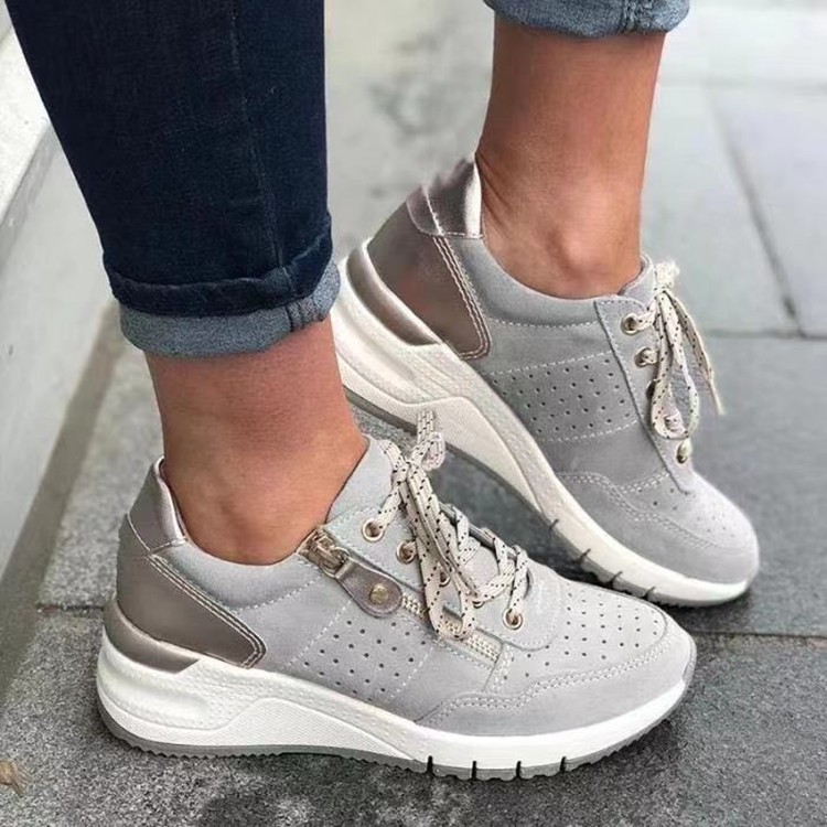 2023 new independent station wholesale casual women's shoes sneaker lace-up burning thick bottom plus size single-layer shoes factory direct supply