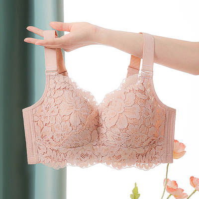 2023 New Product Large Chest Small Bra Thin Underwear without Steel Ring Gathering Ultra-thin Sexy Lace Para Breast Bra