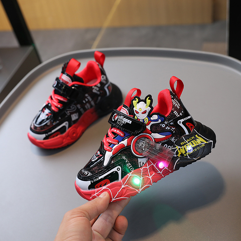 Luminous children's sports shoes men's 2023 Spring and Autumn new mesh breathable Men's shoes children's baby shoes in stock