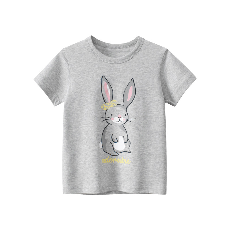 Children's Korean version of short sleeve T-shirt girls summer new children's clothing 27home children's cartoon rabbit jacket wholesale