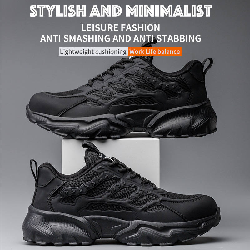 Cross-border protective shoes men's steel toe cap anti-smashing anti-piercing breathable lightweight soft bottom work shoes wholesale summer protective shoes