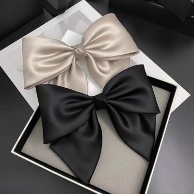 Bow Hairpin Advanced Satin French Hair Accessories Hairpin Back Head Black Bow Spring Clip Hair Accessories