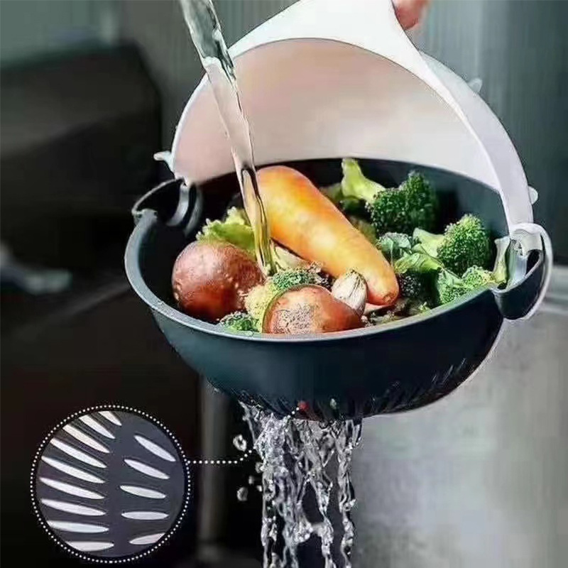 Vegetable Cutter Household Creative Hand Guard Scraper Double-Layer Kitchen Grater New Drain Basket Vegetable Cutter