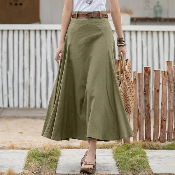 Foreign Trade 2023wish Amazon Independent Station New Spring and Autumn High Waist Loose Irregular Large Swing Solid Color Skirt