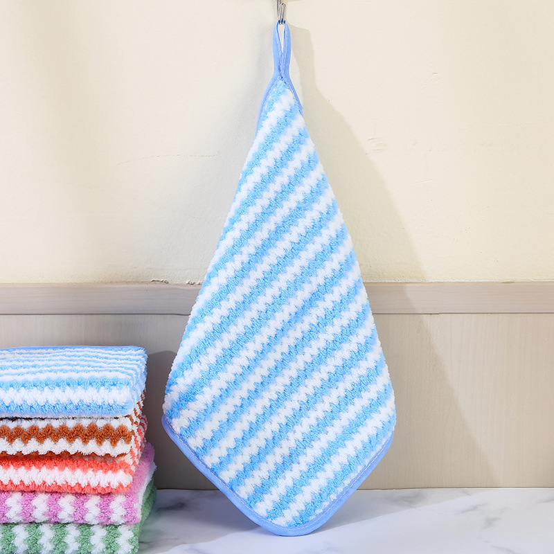 Factory wholesale 25*25 covered coral fleece square towel non-stick oil rag dish towel car cleaning table towel