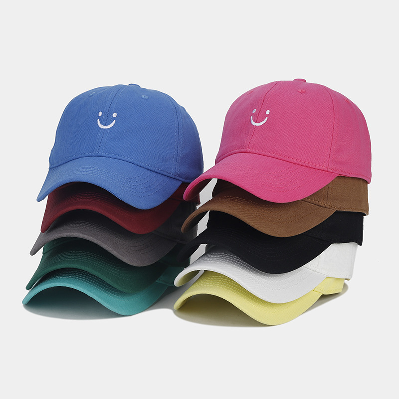 Amazon Hot Smiley Baseball Caps European and American Men's and Women's Soft Top Embroidered Curved Corner Cap Showing Face Small Sun Hat Tide