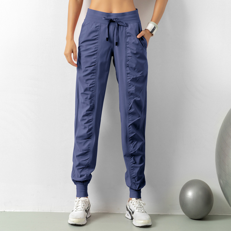 Cross-border Pleated Slim Fitness Sports Pants Women's Loose High Waist Tunic Pants Running Pants Casual Quick-drying Harlan Pants
