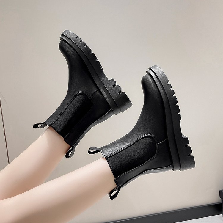 Martin Boots Women's Autumn 2022 New British-style Mid-length Boots Thick Bottom Cecil Short Boots ins Fashionable Smoke Boots